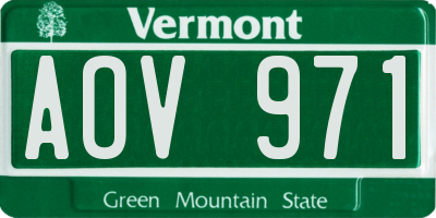 VT license plate AOV971