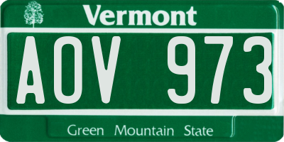 VT license plate AOV973