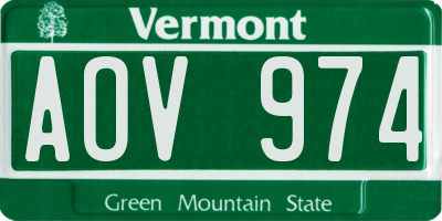 VT license plate AOV974