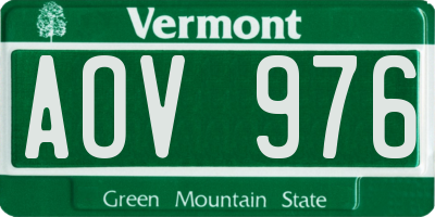 VT license plate AOV976
