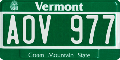 VT license plate AOV977