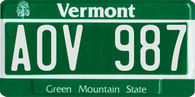 VT license plate AOV987