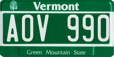 VT license plate AOV990