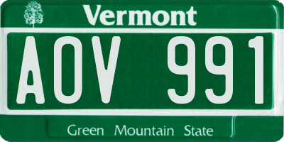 VT license plate AOV991
