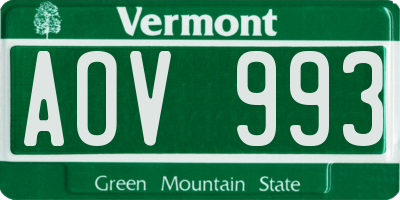 VT license plate AOV993