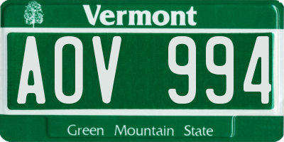 VT license plate AOV994