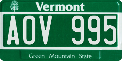VT license plate AOV995