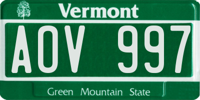 VT license plate AOV997