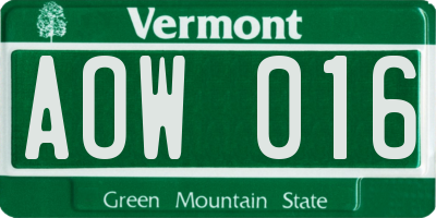 VT license plate AOW016