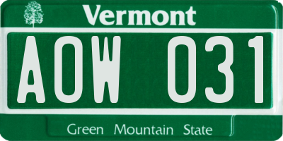 VT license plate AOW031