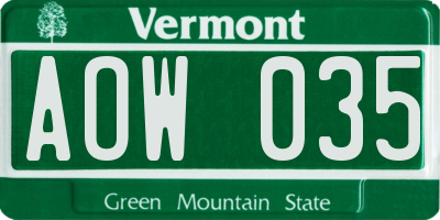 VT license plate AOW035