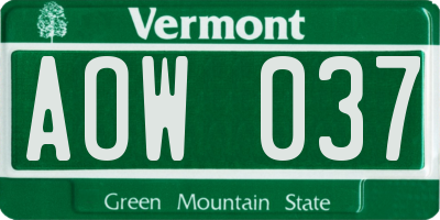 VT license plate AOW037