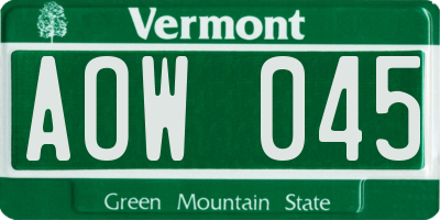 VT license plate AOW045