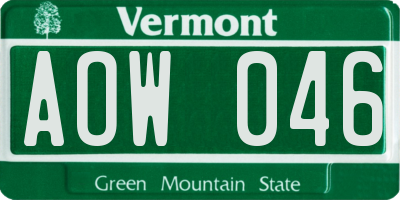VT license plate AOW046