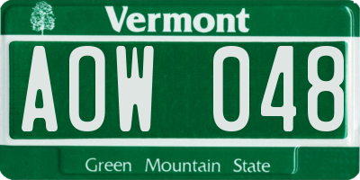 VT license plate AOW048