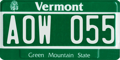 VT license plate AOW055