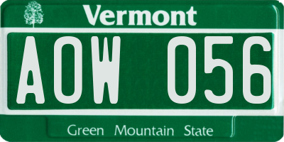 VT license plate AOW056
