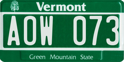 VT license plate AOW073