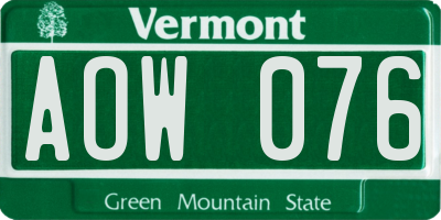 VT license plate AOW076