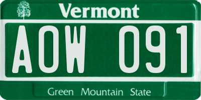 VT license plate AOW091