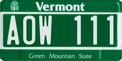 VT license plate AOW111