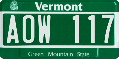 VT license plate AOW117