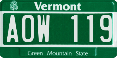 VT license plate AOW119