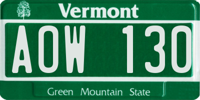 VT license plate AOW130