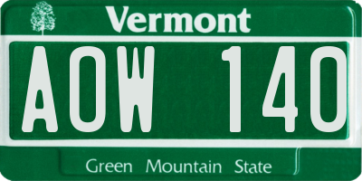 VT license plate AOW140
