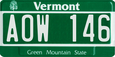 VT license plate AOW146