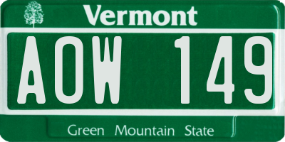 VT license plate AOW149