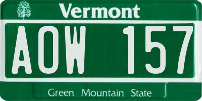 VT license plate AOW157