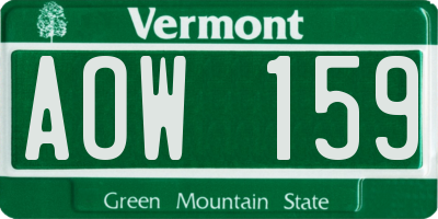VT license plate AOW159