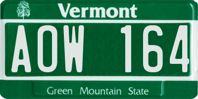 VT license plate AOW164