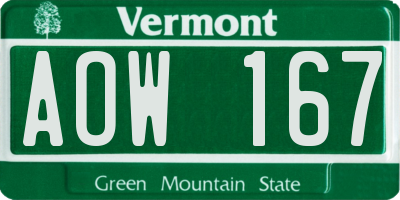 VT license plate AOW167