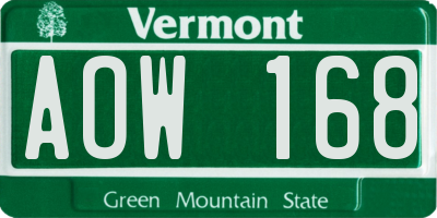 VT license plate AOW168