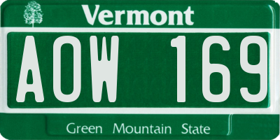 VT license plate AOW169