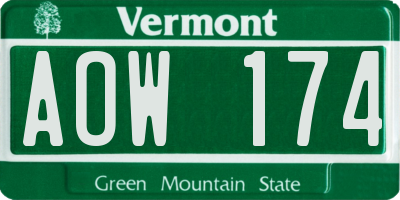 VT license plate AOW174