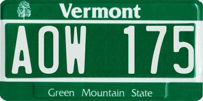 VT license plate AOW175