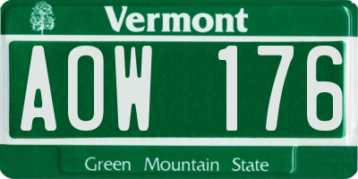 VT license plate AOW176