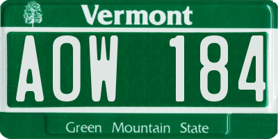 VT license plate AOW184