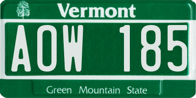 VT license plate AOW185