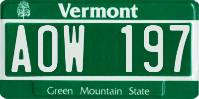 VT license plate AOW197