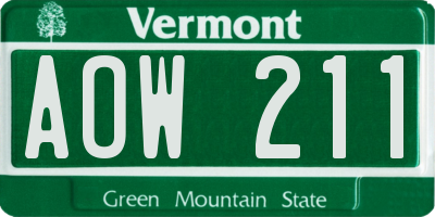 VT license plate AOW211