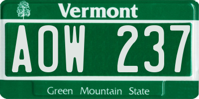 VT license plate AOW237