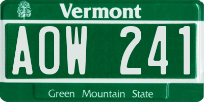 VT license plate AOW241
