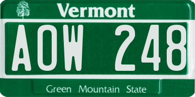 VT license plate AOW248