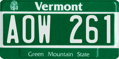 VT license plate AOW261