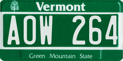 VT license plate AOW264