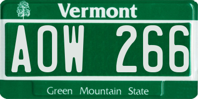 VT license plate AOW266